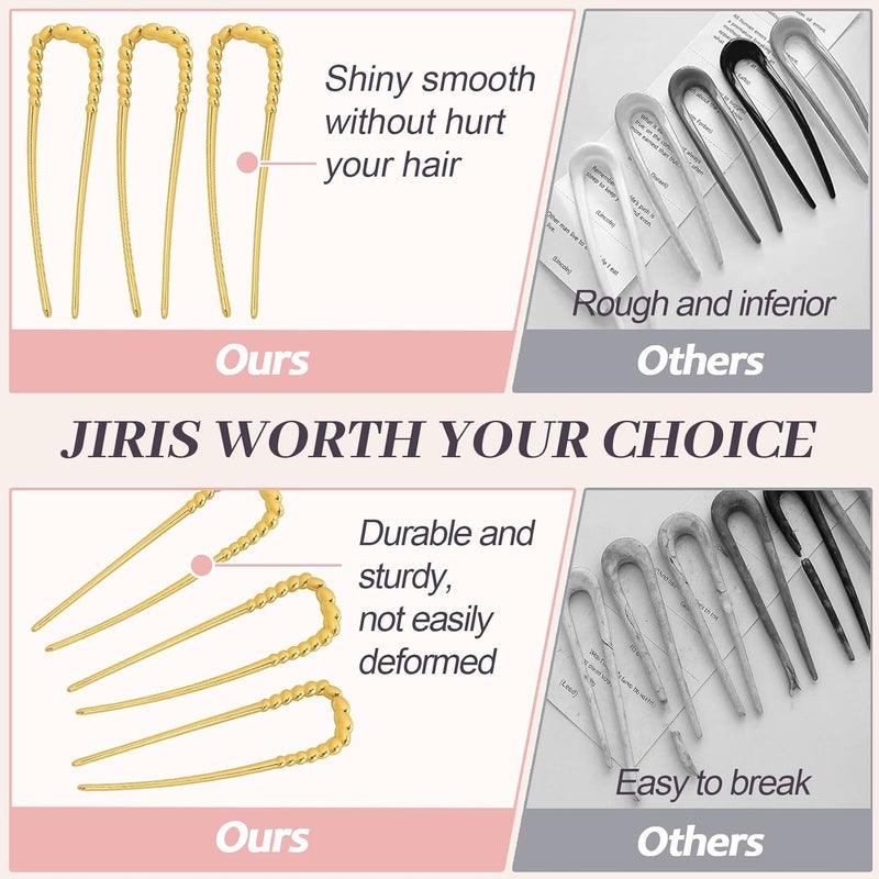 JIRIS 2PCS 5.5Inch French Hair Pins Large U-Shaped Pins for Women and Girls Fashion Metal Hair Pin French Twist Hair Pins for Buns, Updos,Stylish and Functional(set4-gold) - Image 3